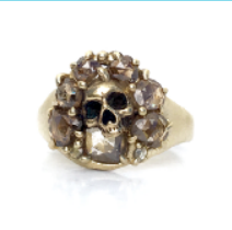 Diamond Cluster Skull Ring